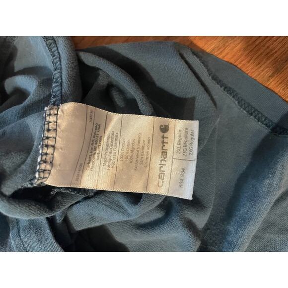 Men’s Carhartt Button Henley Tee 2XL Blue Faded Thrashed Grunge Workwear Utility - Picture 7 of 7